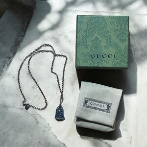 Gucci Silver Ghost Charm Necklace